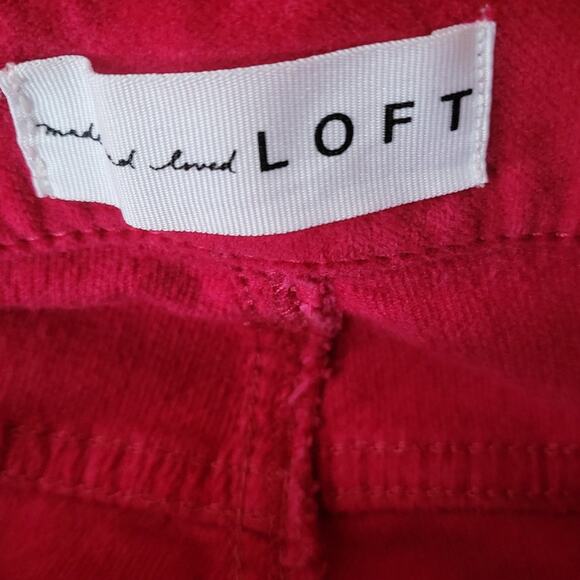 Loft skinny magenta velvet skinny pants size 4 - Picture 4 of 5